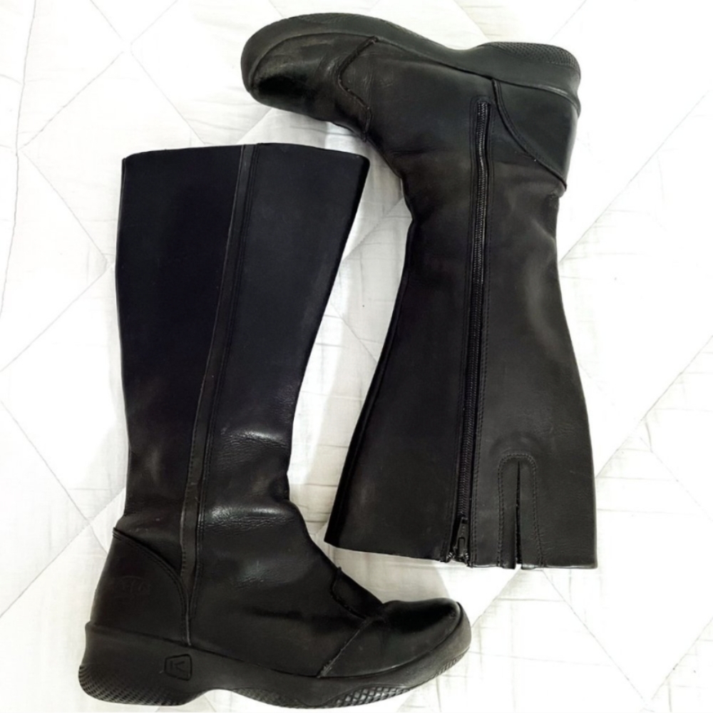 Keen Ferno High Tall Leather Waterproof Black Boots Size 8.5